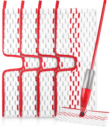 Bixury 4 Stück Mikrofaser Mop Pads für Vileda 1-2 Spraymax Sprühwischer Ersatzbezug Set Wiederverwendbar Mop Reinigung Pads Bodenwischer Bezug Ersatz-Moppköpfe für Hartholz Laminatböden Keramikböden von Bixury