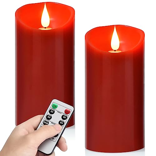 Biyanuo Flammenlose batteriebetriebene LED Kerzen 3D Wick with10key Taste Fernbedienung 24-Stunden Timer elektrische flackernde Säule echtes Wachs, Hochzeit, Party, Weihnachten und Wohndekoration von Biyanuo