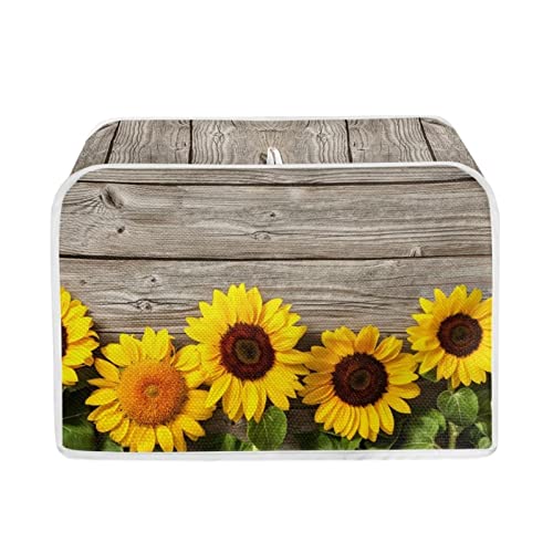 Biyejit Toaster-Abdeckung aus Holz mit Sonnenblumen-Druck, 2 Scheiben, Brot-Toaster-Abdeckung, Backgeschirrschutz, Staub- und Fingerabdruckschutz von Biyejit