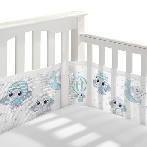 Bizcasa 2 Stück Bettumrandung Babybett,Babybett Umrandungen Breathable Netzgewebe Umrandungen,4-Seitiges Netzfutter für Kinderbetten-Verstellbar,Abnehmbar -340cmx30cm + 160cmx30cm von Bizcasa