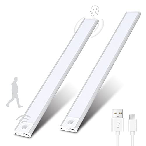 Bizcasa 20cm Ultra Dünn Schrankbeleuchtung LED mit Bewegungsmelder,2 Stück Unterbauleuchte Unterbauleuchte 3 Beleuchtungsmodi USB Wiederaufladbar,Magnetisch,für Küche,Schlafzimmer (20CM) von Bizcasa