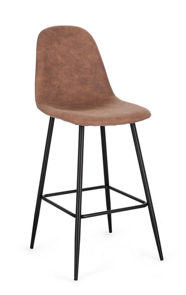 Bizzotto Barhocker Barhocker New Irelia 2er- Set aus Kunstleder, Cognac, Mit Fußstütze von Bizzotto