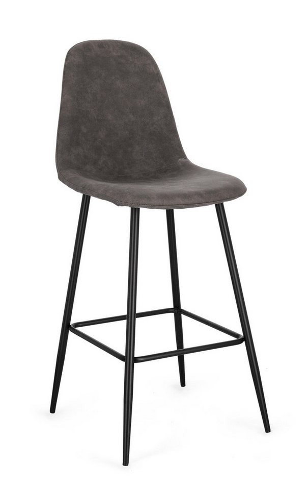 Bizzotto Barhocker Barhocker New Irelia 2er- Set aus Kunstleder, Dunkelgrau, Mit Fußstütze von Bizzotto