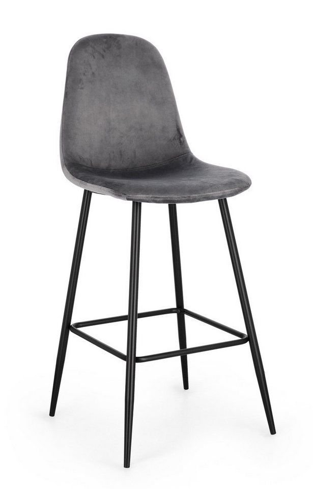 Bizzotto Barhocker Barhocker New Irelia 2er- Set aus Samt, Dunkelgrau, Mit Fußstütze von Bizzotto