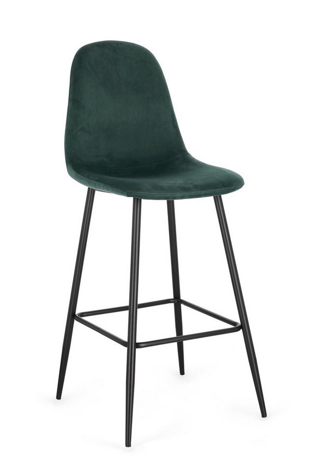 Bizzotto Barhocker Barhocker New Irelia 2er- Set aus Samt, Dunkelgrün, Mit Fußstütze von Bizzotto