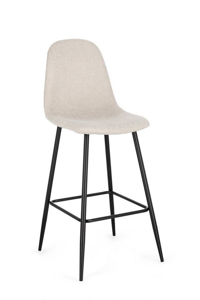 Bizzotto Barhocker Barhocker New Irelia 2er- Set aus Stoff, Beige/Schwarz, Mit Fußstütze von Bizzotto