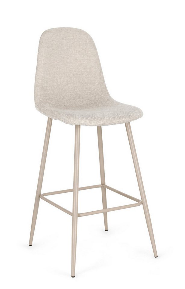 Bizzotto Barhocker Barhocker New Irelia 2er- Set aus Stoff Beige/Taupe, Mit Fußstütze von Bizzotto