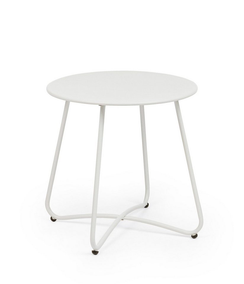 Bizzotto Beistelltisch Austin aus Metall Ø 45 cm, Weiß, Mit Stellschrauben von Bizzotto
