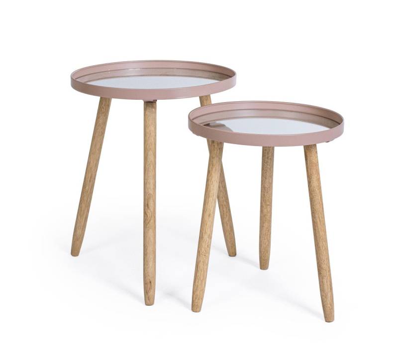 Bizzotto Beistelltisch Edvard 2er-Set mit Glasplatte, Malve, Platte mit Spiegeleffekt von Bizzotto