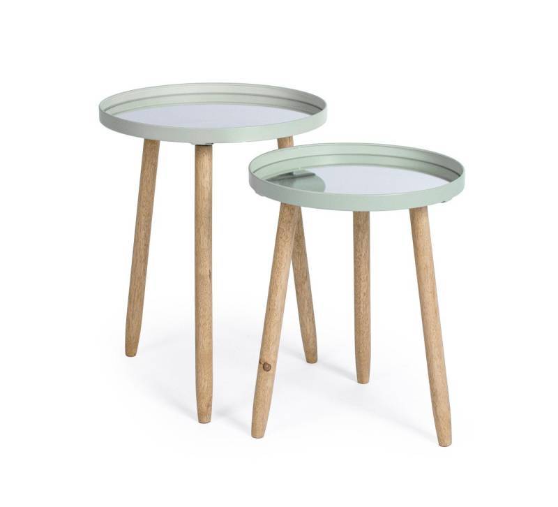 Bizzotto Beistelltisch Edvard 2er-Set mit Glasplatte, Salbeigrün, Platte mit Spiegeleffekt von Bizzotto