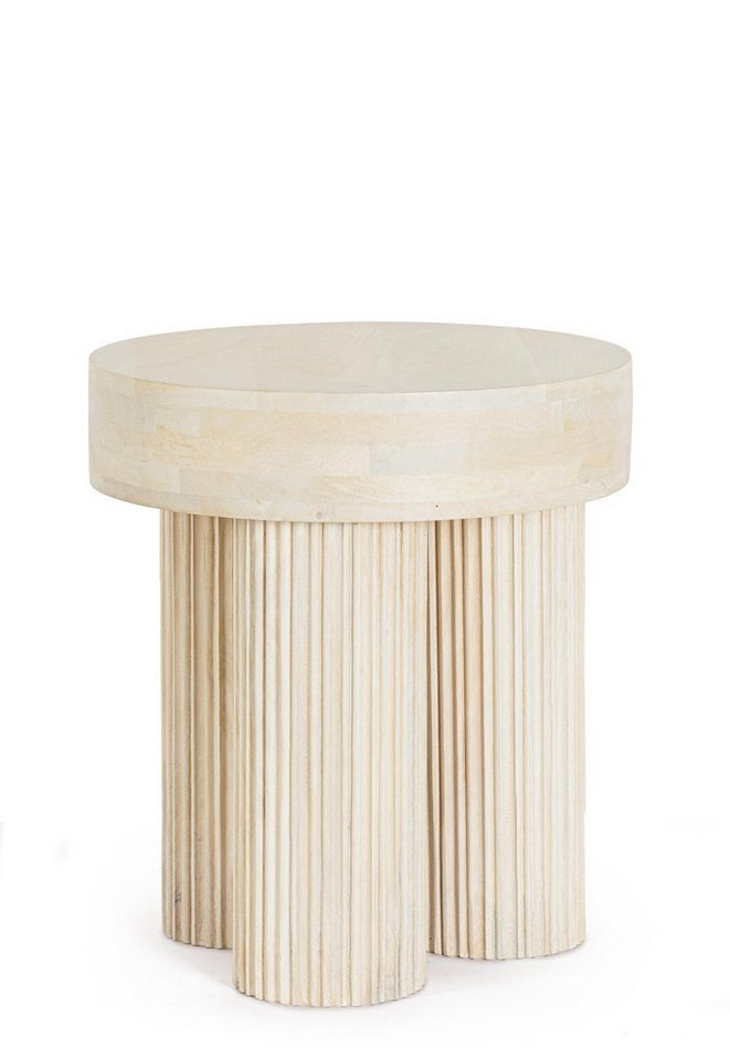 Bizzotto Couchtisch Dacca aus Mangoholz Ø 45cm, Creme von Bizzotto
