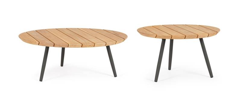 Bizzotto Couchtisch Set Ivissa aus Teakholz, Anthrazit, 2er-Set: Ø 60 / 80 cm Bizzotto Couchtisch Set Ivissa aus Teakholz, Anthrazit, 2er-Set: Ø 60 / 80 cm von Bizzotto