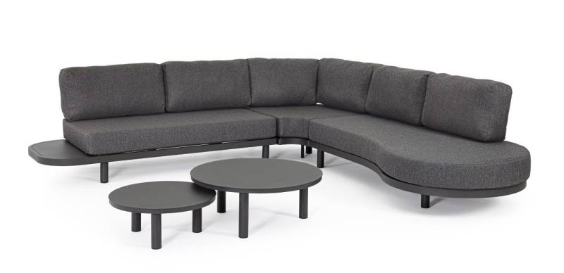 Bizzotto Gartensofa Hercules Inkl. Couchtisch-Set, Anthrazit, Inkl. Couchtisch-Set Ø 60x24 cm / Ø 80x30 cm von Bizzotto