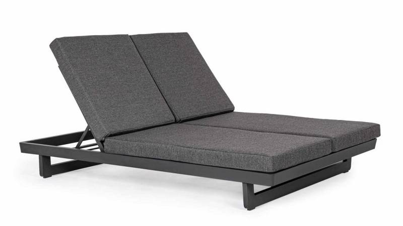 Bizzotto Gartenliege Sonnenliege Infinity mit Kissen Doppel, Anthrazit von Bizzotto