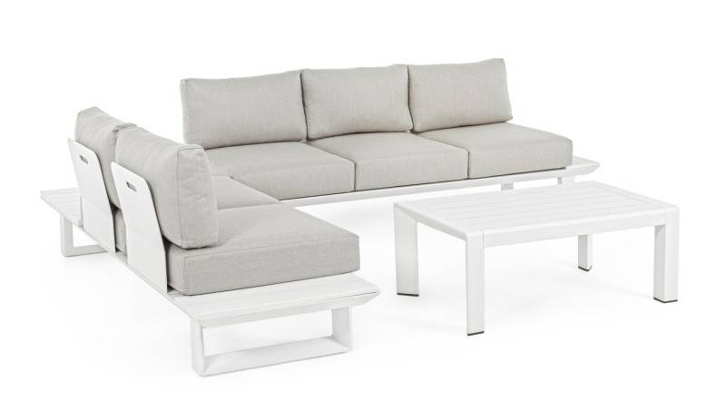 Bizzotto Gartenlounge-Set Garten-Set Konnor 3er Gruppe, Weiß, 2x Sofa, 1x Couchtisch von Bizzotto