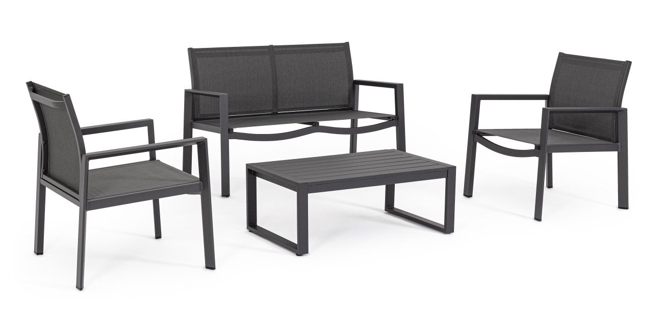 Bizzotto Gartenlounge-Set Kallen 4er-Set aus Aluminium, Anthrazit Bizzotto Gartenlounge-Set Kallen 4er-Set aus Aluminium, Anthrazit von Bizzotto