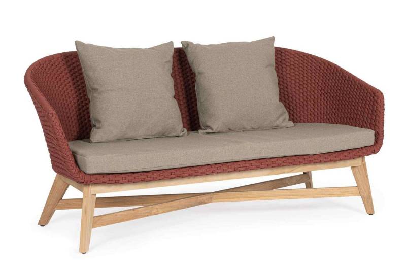 Bizzotto Gartensofa 2 Sitzer Sofa Coachella mit Kissen, Rot von Bizzotto