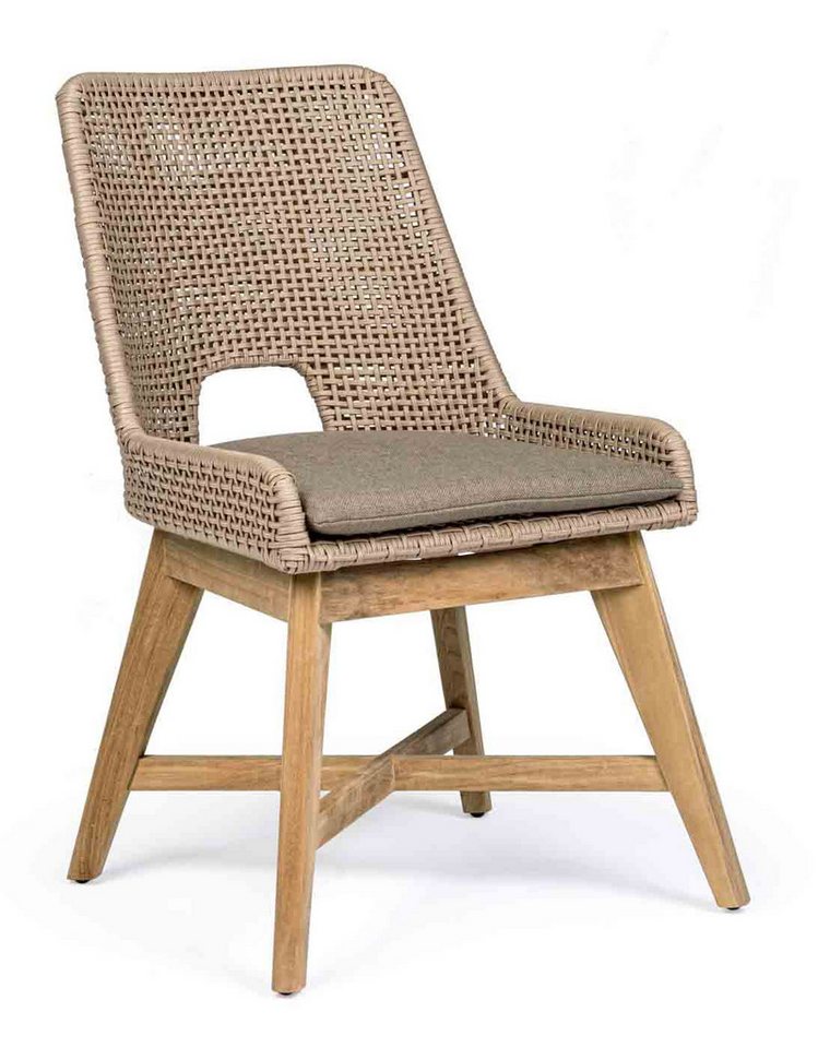 Bizzotto Gartenstuhl Hesperia aus Teakholz und Outdoorgeflecht, Taupe von Bizzotto