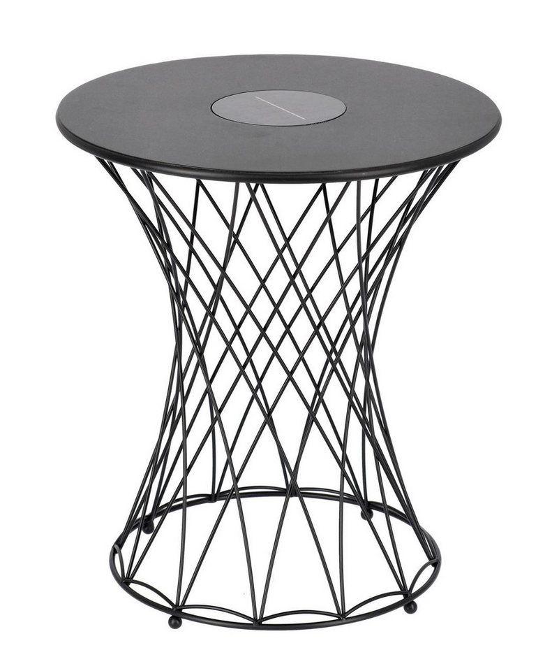 Bizzotto Beistelltisch Jeevan aus Metall, Schwarz, LED-Lichtquelle in der Platte mit Solarpanel von Bizzotto