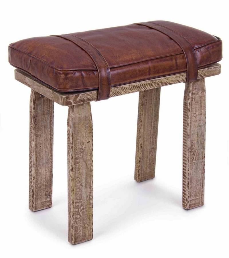 Bizzotto Hocker Charleston aus Büffel-Leder, 53 cm, Echtes Büffel-Leder von Bizzotto