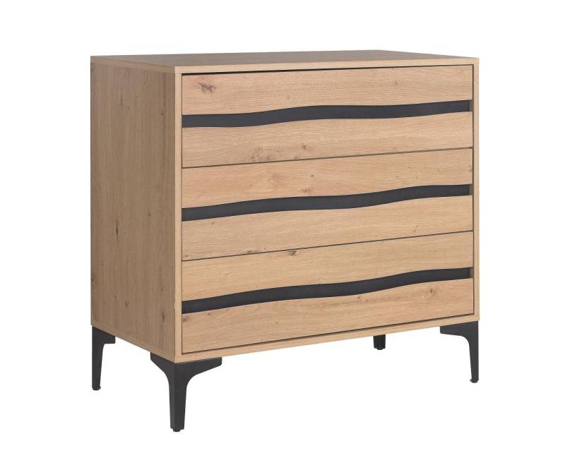 Bizzotto Kommode Kommode Melys mit 3 Schubladen, 80 cm, Vorderseite mit Stahldekor von Bizzotto