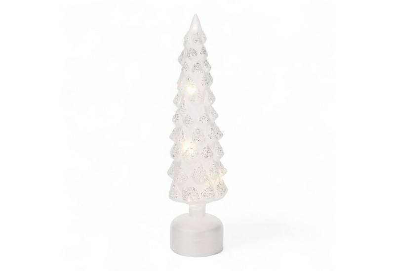 Bizzotto LED-Dekofigur Weißer Glasbaum – Glitzer & Blinklicht, drehbar, Glasdeko (kein Set) von Bizzotto