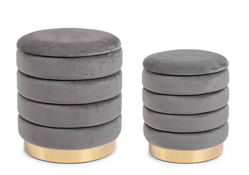Bizzotto Pouf Darina 2er-Set in Samt-Optik, Grau von Bizzotto