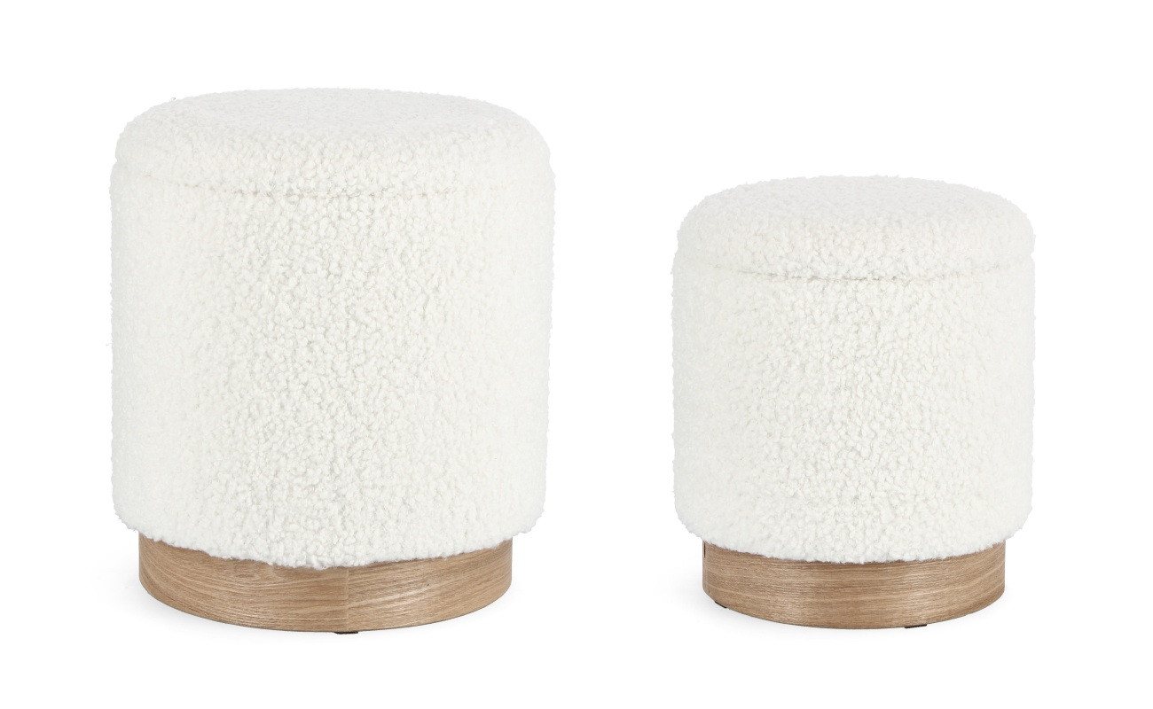 Bizzotto Pouf Zoya 2er-Set aus Teddy-Stoff, Weiß Bizzotto Pouf Zoya 2er-Set aus Teddy-Stoff, Weiß von Bizzotto