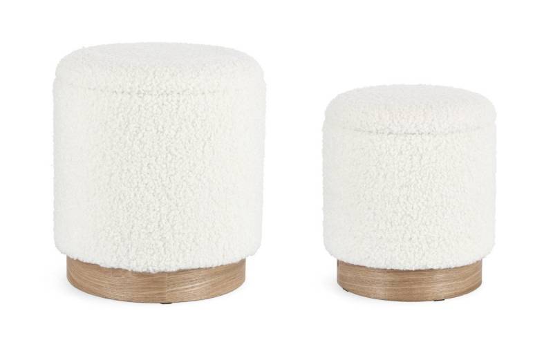 Bizzotto Pouf Zoya 2er-Set aus Teddy-Stoff, Weiß von Bizzotto