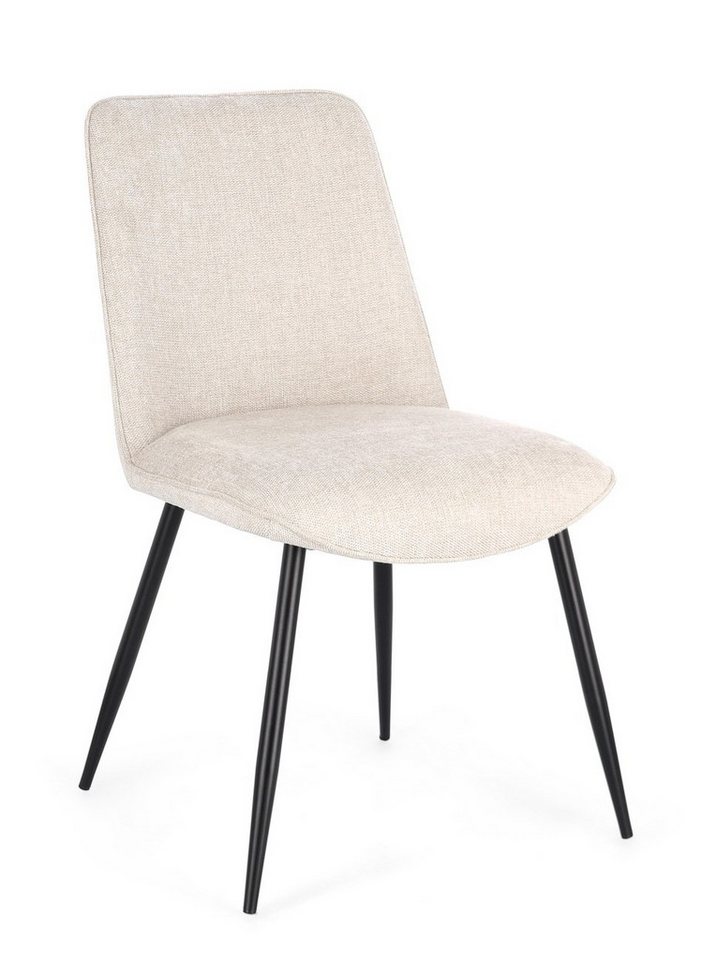 Bizzotto Stuhl Cora 4er-Set aus Stoff, Beige / Schwarz von Bizzotto