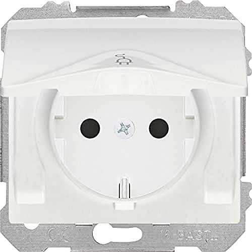 BJC EF-185024 Iris Wasserdicht IP44 2P+T Basis Steckdose mit Sicherheit, Weiß von BJC