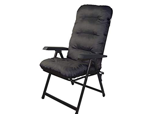 Bjird 4 x Stuhlauflagen für Gartenmöbel Sitzpolster für Hochlehner Gartenmöbelauflagen, Chair, Gartenstuhl-Auflage - 120 x 48 x 7 cm - Schwarz - 4 Stück von Bjird