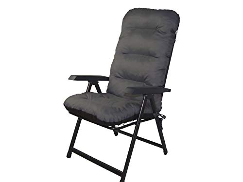 Bjird 4X Stuhlauflagen für Gartenmöbel Sitzpolster für Hochlehner Gartenmöbelauflagen, Chair, Gartenstuhl-Auflage - 120 x 48 x 7 cm - Grau/Graphit - 4 Stück von Bjird