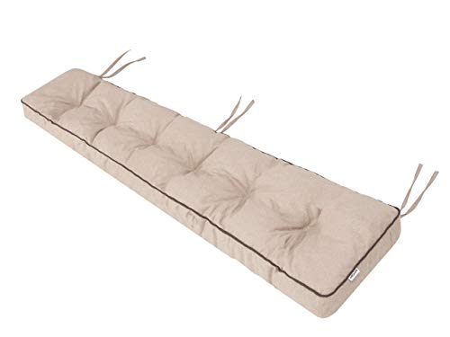 Bankauflage für Gartenbank, Polsterauflage, Sitzkissen, Bankkissen, Bankpolster mit 8 cm Dicke Polsterung, Auflage für Bänke, Made in EU - 120x40 cm - beige von Bjird