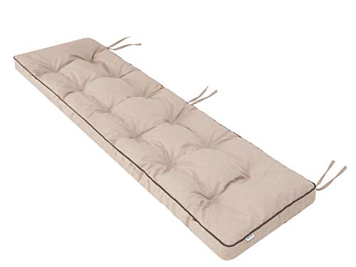 Bankauflage für Gartenbank, Polsterauflage, Sitzkissen, Bankkissen, Bankpolster mit 8 cm Dicke Polsterung, Auflage für Bänke, Made in EU - 120x50 cm - beige von Bjird