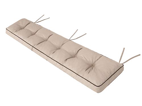 Bankauflage für Gartenbank, Polsterauflage, Sitzkissen, Bankkissen, Bankpolster mit 8 cm Dicke Polsterung, Auflage für Bänke, Made in EU - 150x40 cm - beige von Bjird