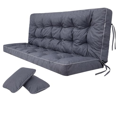 Bjird Bankauflage für Gartenbank, Polsterauflage für Hollywoodschaukel, Gartenschaukelkissen, Sitzkissen und Rückenkissen, gesteppt, inkl. 2 Seitenkissen, 100 x 49 x 56 cm - Marineblau von Bjird