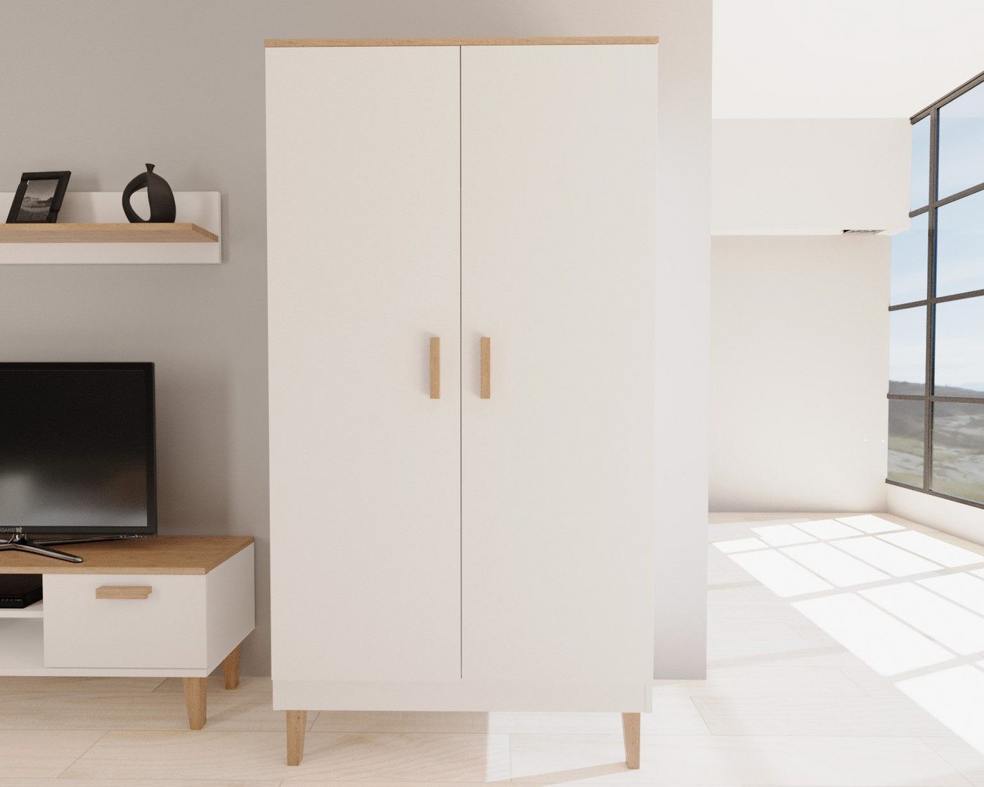 Bjird Drehtürenschrank Kleiderschrank 100x184x55 cm – Schrank 2-türig modern mit Holzoptik 3 Einlegeböden verstellbar, 1 Kleiderstange, Soft-Close Türen Bjird Drehtürenschrank Kleiderschrank 100x184x55 cm – Schrank 2-türig modern mit Holzoptik 3 Einlegeböden verstellbar, 1 Kleiderstange, Soft-Close Türen von Bjird