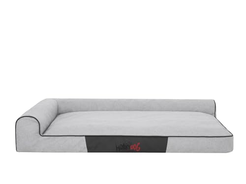 Bjird Hundebett - Hundekorb für kleine mittelgroße & große Hunde - Hundekissen - Hundesofa - Bezug abnehmbar und waschbar - Best - Größe: 100 x 66 x 18 cm [Größe: M] - Asche Kunstleinen von Bjird