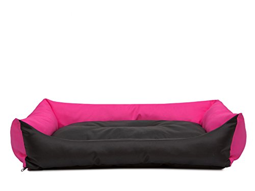 Bjird Hundebett - Hundekorb für kleine mittelgroße & große Hunde - Hundekissen - Hundesofa - Bezug abnehmbar und waschbar - Eco - Größe: M - Rosa mit Schwarz von Bjird