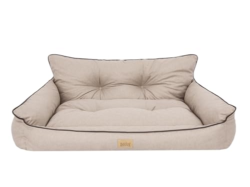 Bjird Hundebett - Hundekorb für kleine mittelgroße & große Hunde - Hundekissen - Hundesofa - EInfach zu reinigen - Joker Gesteppt - Größe: S: 64 x 49 cm - Beige Kunstleinen von Bjird