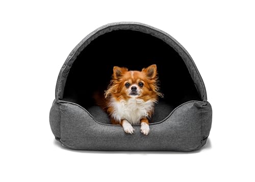 Bjird Hundebett & Hundehütte in einem - Hundehaus mit Dach für kleine und mittelgroße Hunde - Hundehöhle - Hundebox - Hundesofa - Bezug abnehmbar & waschbar - stabiles Hundekorb - 60x 47 cm von Bjird