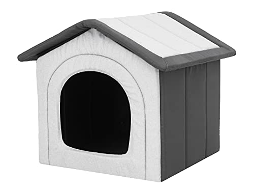 Bjird Hundehaus Hundehütte für kleine Hunde - Katzenhaus, Katzenhöhle - mit herausnehmbarem Dach - Tierhaus für Katzen und Hunde für Drinnen/Indoor - Asche/Graphit - 38 x 32 x 38 cm [R1 / S] von Bjird