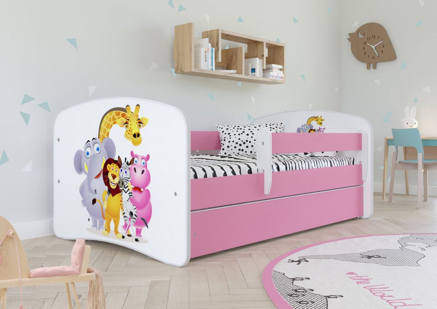 Bjird Kinderbett Babydream 180x80 cm 160x80 cm 140x70 cm (optional mit Matratze, mit Schublade Rausfallschutz und Lattenrost), verschieden Farben und Varianten für Mädchen und Jungen von Bjird