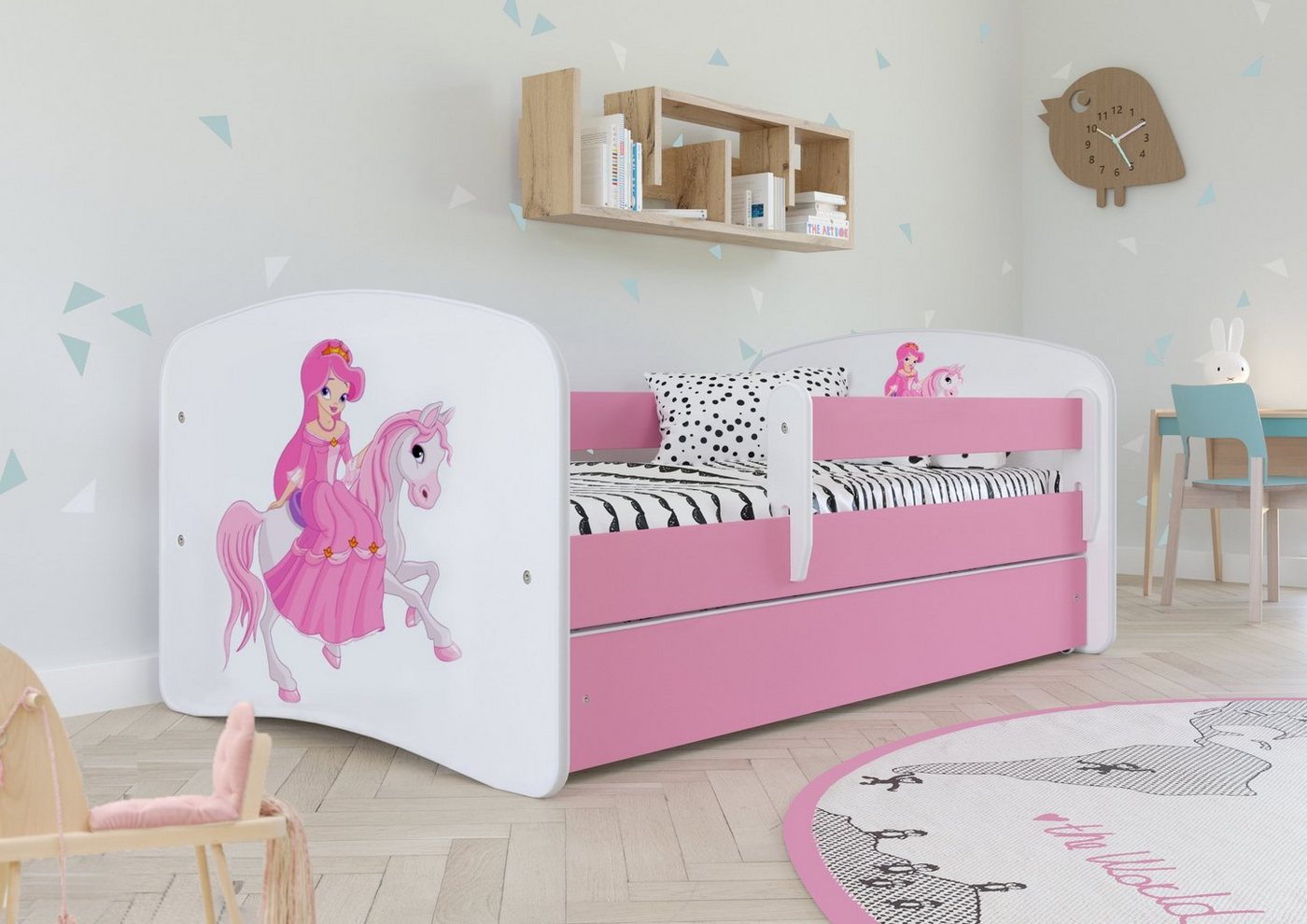 Bjird Kinderbett Babydream 180x80 cm 160x80 cm 140x70 cm (optional mit Matratze, mit Schublade Rausfallschutz und Lattenrost), verschieden Farben und Varianten für Mädchen und Jungen von Bjird