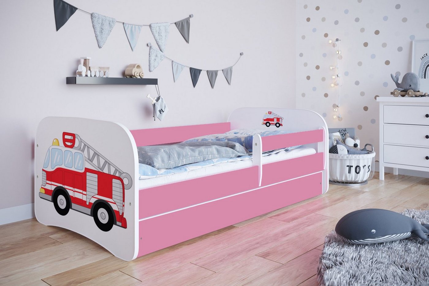 Bjird Kinderbett Babydream 180x80 cm 160x80 cm 140x70 cm (optional mit Matratze, mit Schublade Rausfallschutz und Lattenrost), verschieden Farben und Varianten für Mädchen und Jungen von Bjird