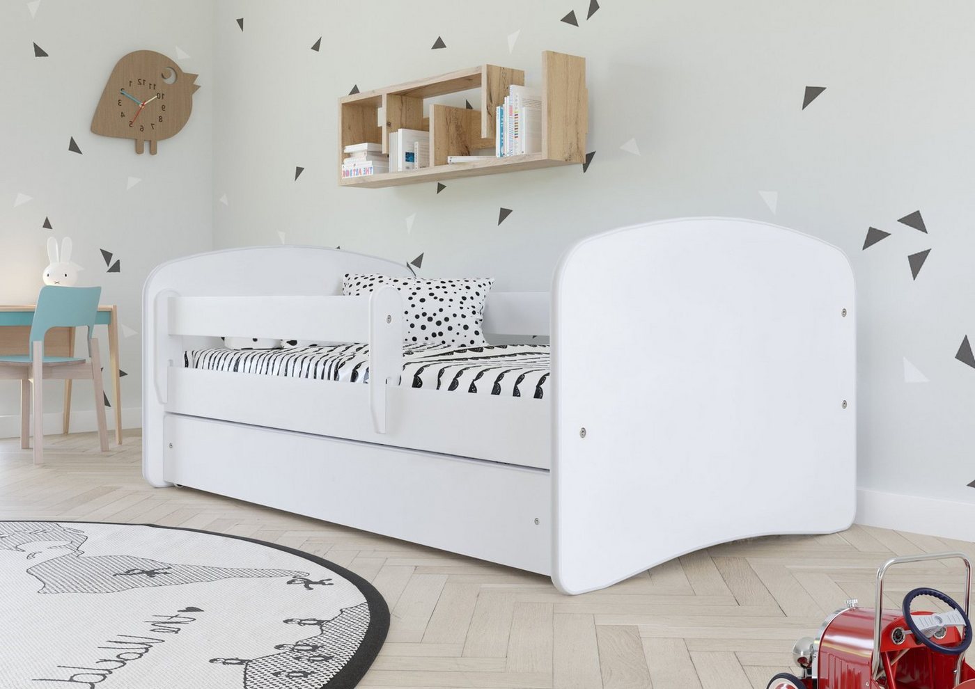 Bjird Kinderbett Babydream 180x80 cm 160x80 cm 140x70 cm (optional mit Matratze, mit Schublade Rausfallschutz und Lattenrost), verschieden Farben und Varianten für Mädchen und Jungen von Bjird