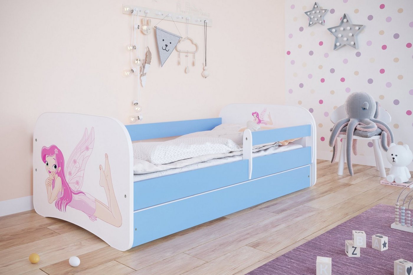 Bjird Kinderbett Babydream 180x80 cm 160x80 cm 140x70 cm (optional mit Matratze, mit Schublade Rausfallschutz und Lattenrost), verschieden Farben und Varianten für Mädchen und Jungen von Bjird