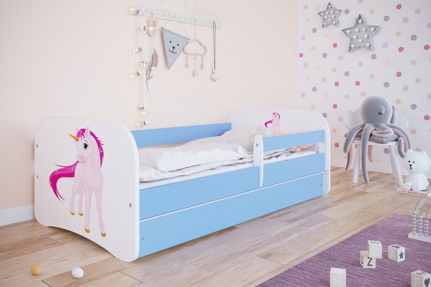 Bjird Kinderbett Babydream 180x80 cm 160x80 cm 140x70 cm (optional mit Matratze, mit Schublade Rausfallschutz und Lattenrost), verschieden Farben und Varianten für Mädchen und Jungen von Bjird