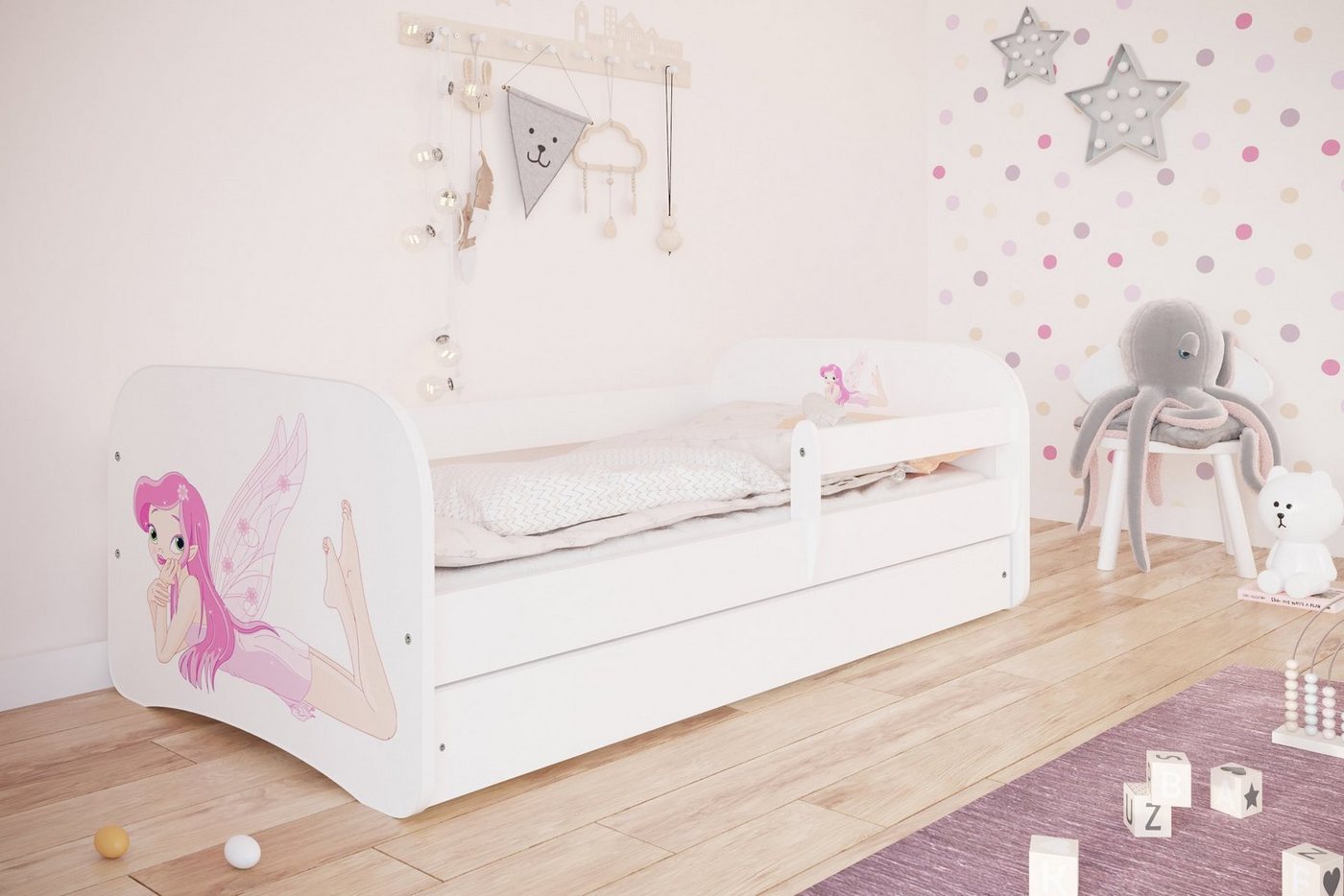 Bjird Kinderbett Babydream 180x80 cm 160x80 cm 140x70 cm (optional mit Matratze, mit Schublade Rausfallschutz und Lattenrost), verschieden Farben und Varianten für Mädchen und Jungen von Bjird